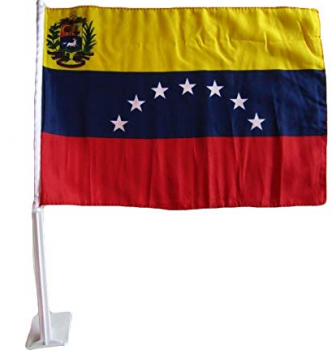 Factory selling car window Venezuela flag with plastic pole