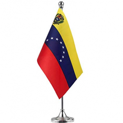 Hot selling Venezuela table top flag with matel base