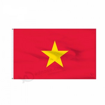 옐로우 스타 레드 플래그 베트남 폴리 에스테르 직물 국기