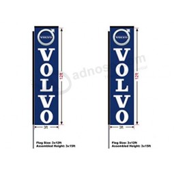 Volvo Automotive Swooper Boomer Drapeau rectangulaire, kit avec poteau de 15' et piquet de sol, drapeau 3'w x 12'h, couleur, 2 kits