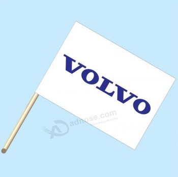 “ volvo徽标白色”-neoplex 30“ x 42”车用标志，安装在4'木质员工/杆子上
