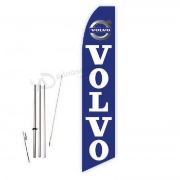 Volvo (bleu) Super Novo Feather Flag - Complet avec ensemble de poteaux de 15 pieds et crampon au sol