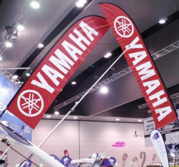 Promo yamaha logo publicidad swooper banderas personalizadas