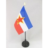 bandera de mesa yugoslavia 4 '' x 6 '' - bandera de escritorio yugoslava 15 x 10 cm - punta de lanza dorada