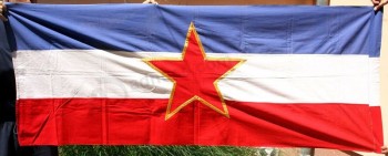 jugoslávia - vintage sfrj bandeira nacional (período comunista) tela 190 x 75 cm