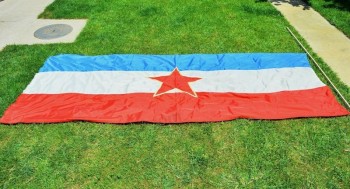 YUGOSLAVIA STATE FLAG SFRJ ERA BEFORE 1991 RED STAR SIZE 270 X 120 cm
