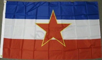 Joegoslavische tafelvlag 4 '' x 6 '' - Joegoslavische bureaivlag 15 x 10 cm - gouden spea