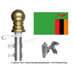 Zambia Flag and Flagpole Set, Choose from Over 100 World and International 3'x5' Flags and Flagpoles