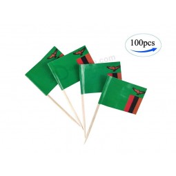 Zambia Flag Zambian Flags,100 Pcs Cupcake Toppers Flag, Country Toothpick Flag,Small Mini Stick Flags