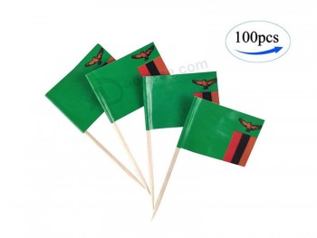 vlag van zambia vlag van zambia, vlag van 100 stuks cupcake toppers, vlag van tandenstoker, vlaggetjes met kleine mini-stick