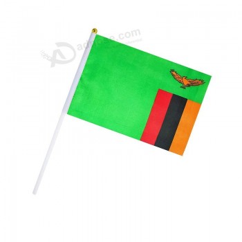 bandera de zambia de mano bandera de zambia bandera de palo pequeña mini bandera 50 paquete redondo Top banderas nacionales