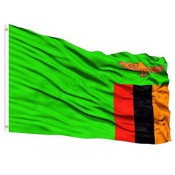 잠비아 국기 3x5 ft 인쇄 폴리 에스테르 플라이 잠비아 국기 배너 황동 그로멧