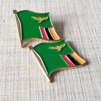 custom zambia metalen vlag reversspeld