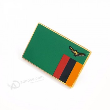 custom design trendy spuitgieten zambia nationale vlaggen voor kleding reliëf aangepaste emaille pins