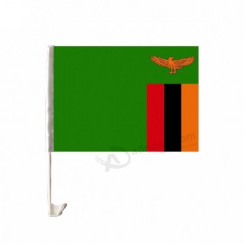 Tissu 100 % polyester de haute qualité Drapeau de fenêtre de voiture de la Zambie