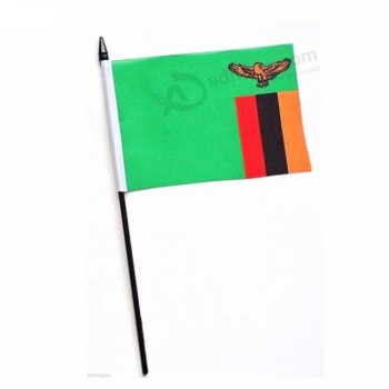 пакет оптом горячие продажи всех стран флаг Замбия рука флаг для размахивания