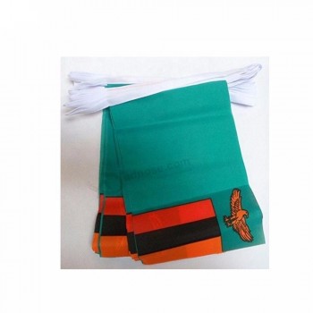 Bom preço de impressão de seda design personalizado bandeira da Zâmbia bunting
