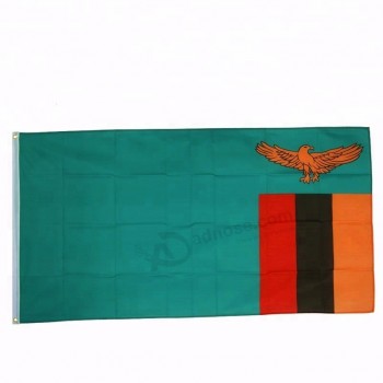 Hot selling customized Zambia flag polyester flag
