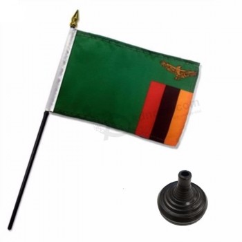 de boa qualidade personalizada pequena bandeira de mesa de zâmbia de poliéster