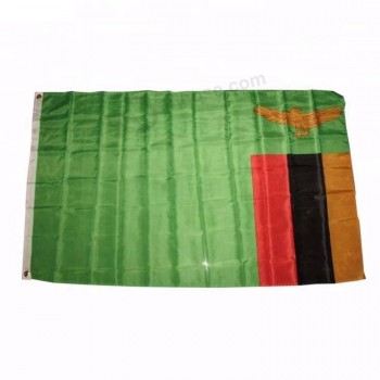 100% полиэстер напечатан 3 * 5-футовых флагов страны Замбии