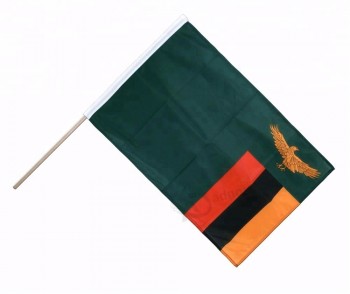 Poliéster decorativo personalizado nación Zambia país mano bandera