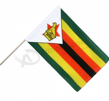 팬 응원 폴리 에스테르 국가 짐바브웨 핸드 헬드 플래그