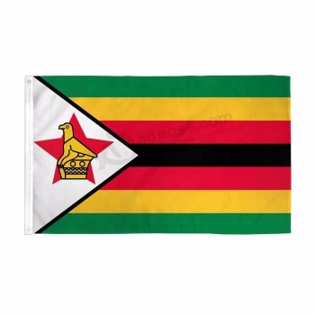dubbel gestikte polyester nationale vlag van zimbabwe vlag