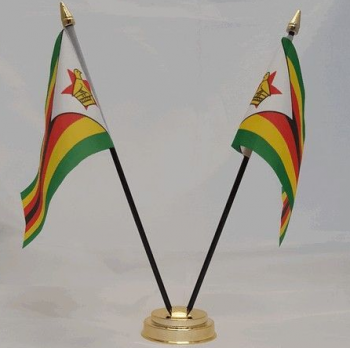 Venta directa de fábrica de poliéster banderas de escritorio de Zimbabwe