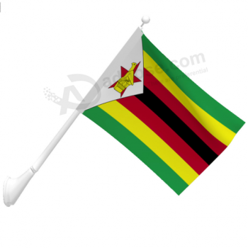 Tricoté Polyester Mural Monté Zimbabwe Drapeau En Gros