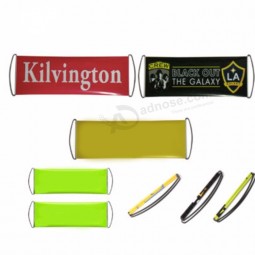 Venta caliente impresión personalizada 17 * 50 cm '' debería estar aquí '' banner de ventilador de desplazamiento manual