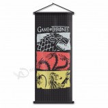 juego de tronos colgante de pared banner de desplazamiento decoración del hogar casa stark targaryen banderas martell lannister cartel banner 17.7x43.3 pulgadas