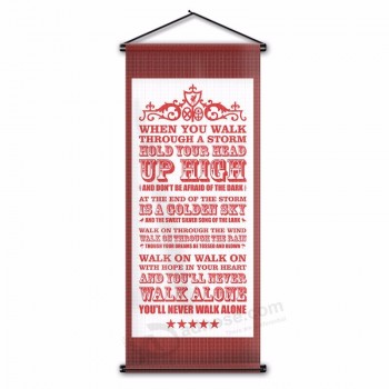 Wholesale custom  Scroll Banner Indoor Bedroom Decor Hanging Wall Flag for LFC Soccer Fan Gift 45x110cm