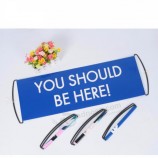 Logotipo personalizado PET 24 * 70 cm banner de rolo de mão com PVC flex rolando acima da bandeira