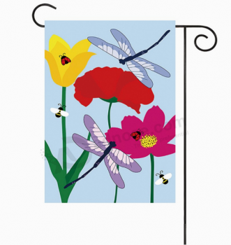 fábrica de impressão sublimada personalizado bandeiras do jardim de flores