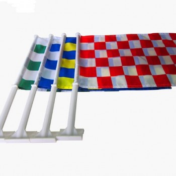 Drapeau de voiture de fenêtre de logo personnalisé de couleur vive avec poteau en plastique