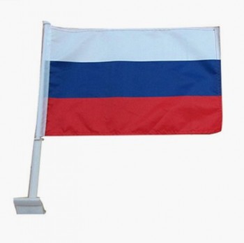 Vente en gros drapeau de fenêtre de voiture en polyester de taille personnalisée avec poteau en plastique