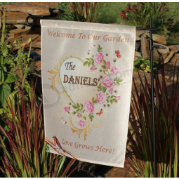 precio de fábrica personalizado primavera flores jardín bandera