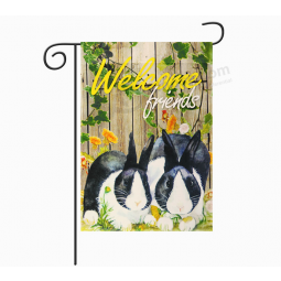 fábrica de impresión de bandera de jardín de logotipo personalizado de bienvenida al aire libre