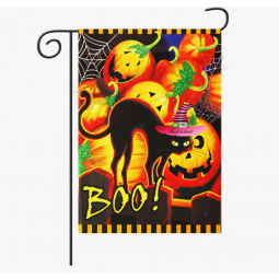 Full Color Printing Custom Halloween Garden Flag With Stand