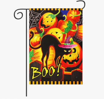 Impression en couleur Drapeau de jardin d’Halloween personnalisé avec support