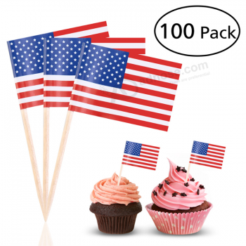 cupcake de alta qualidade mini bandeira americana com palito