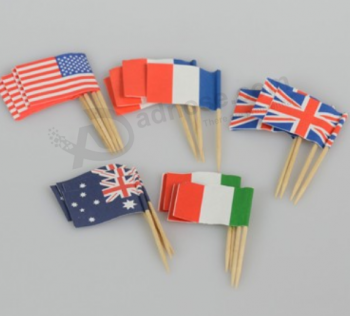 Drapeau cure-dent en bois de bouleau pour la décoration drapeau de pic de gâteau