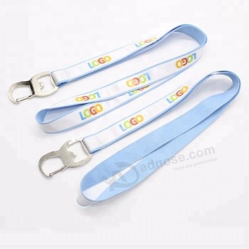 satin applique lanyards, satin polyester lanyard with bottle opener