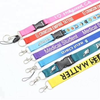 aangepaste polyester materiaal lanyard met id badge houder