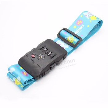 Travel polyester luggage strap with TSA lock