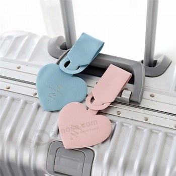 1 pcs amor criativo formas de coração titular do endereço de identificação de couro titular da bagagem etiqueta portátil etiqueta de bagagem acessórios de viagem