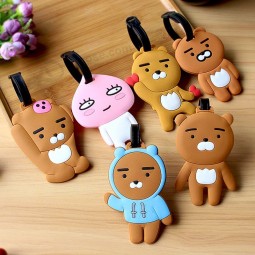 女性男性荷物タグシリコン漫画かわいいクマスーツケースタグ名アドレスホルダー手荷物搭乗タグラベル