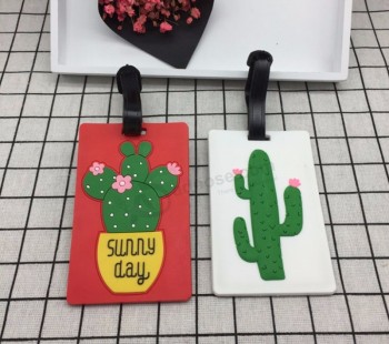 Nuevo freshi cartoon cactus creativo equipaje etiqueta gel de sílice accesorios de viaje de moda maleta etiqueta de embarque ID nombre etiqueta