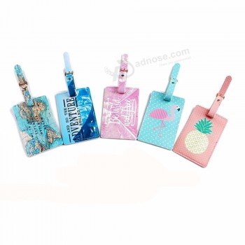 Mode Dessin animé Animal Fruit Accessoires de voyage Femmes Hommes Bagages Étiquette PU Cuir Valise Bagages Étiquette ID Adresse Étiquette