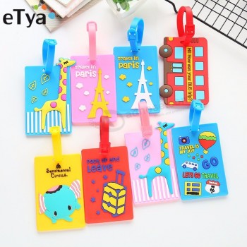 Cartoon Cute Luggage Tag Silicone Women Men Travel Suitcase Tag Name Addres Holder Baggage Boarding Label Tag